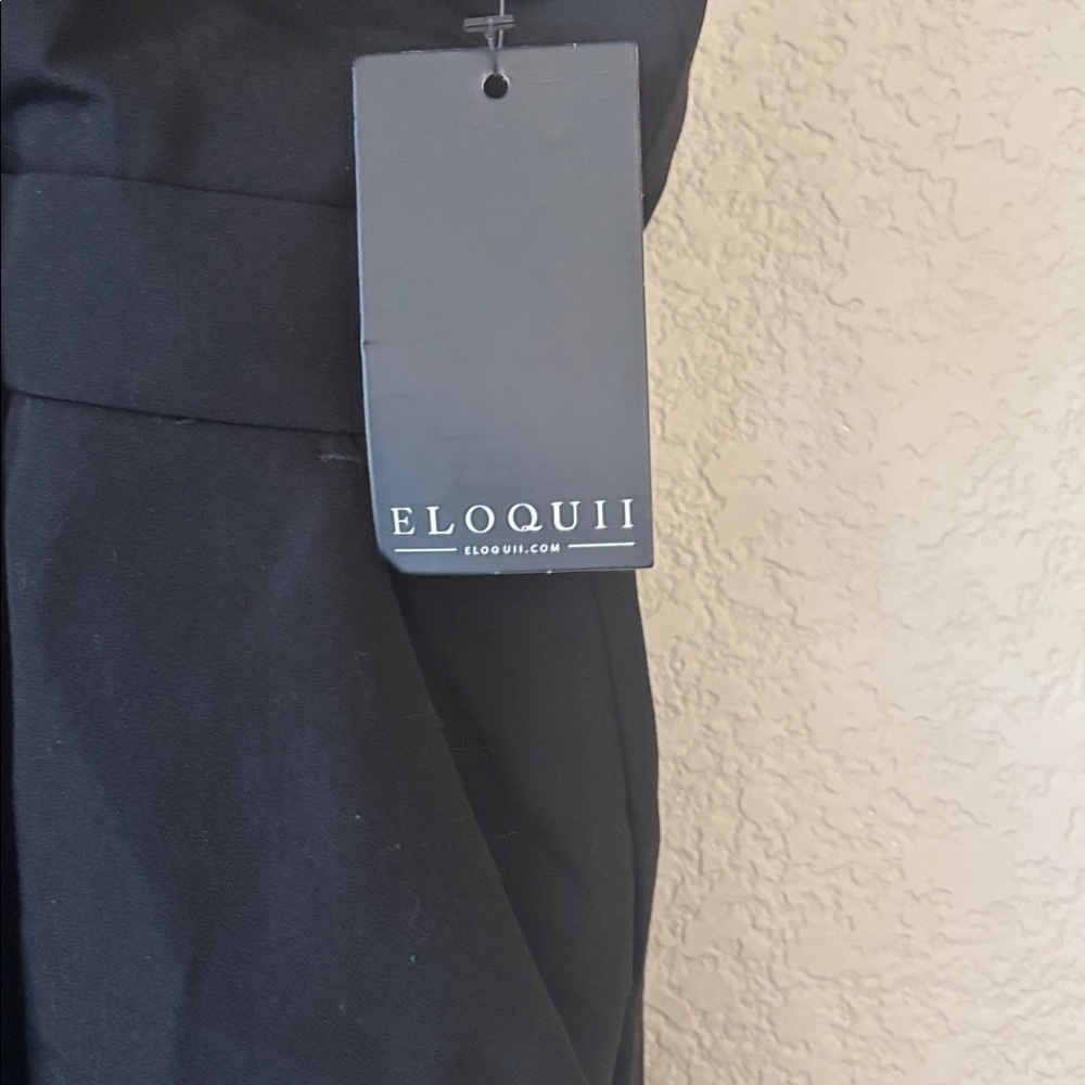 Eloquii Black Faux Tie Collared Jumpsuit - Picture 7 of 8